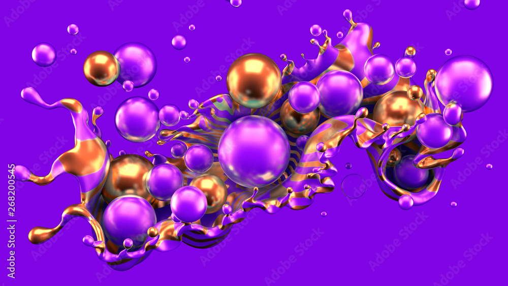 Fototapeta premium Abstract background with splash and ball..3d illustration, 3d rendering.