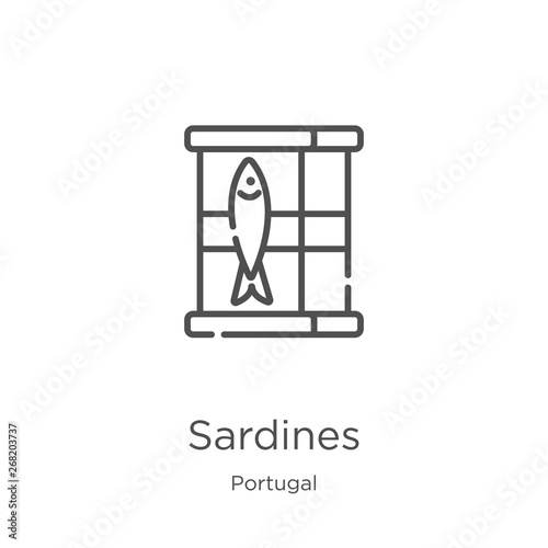 sardines icon vector from portugal collection. Thin line sardines outline icon vector illustration. Outline, thin line sardines icon for website design and mobile, app development.
