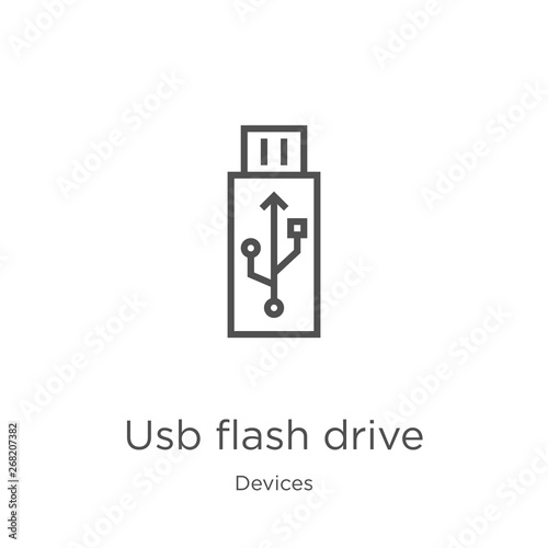usb flash drive icon vector from devices collection. Thin line usb flash drive outline icon vector illustration. Outline, thin line usb flash drive icon for website design and mobile, app development.