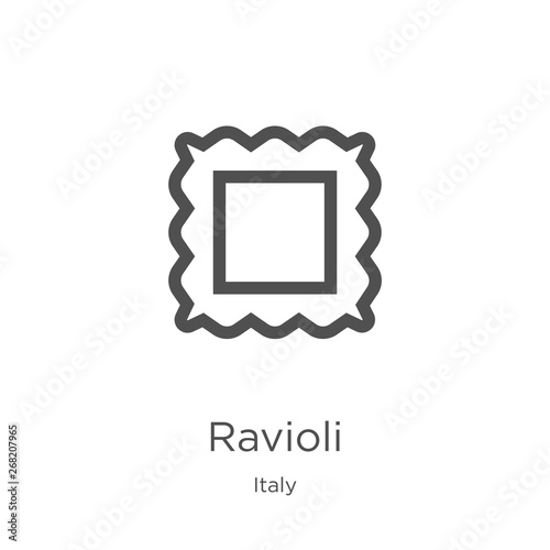 ravioli icon vector from italy collection. Thin line ravioli outline icon vector illustration. Outline, thin line ravioli icon for website design and mobile, app development.