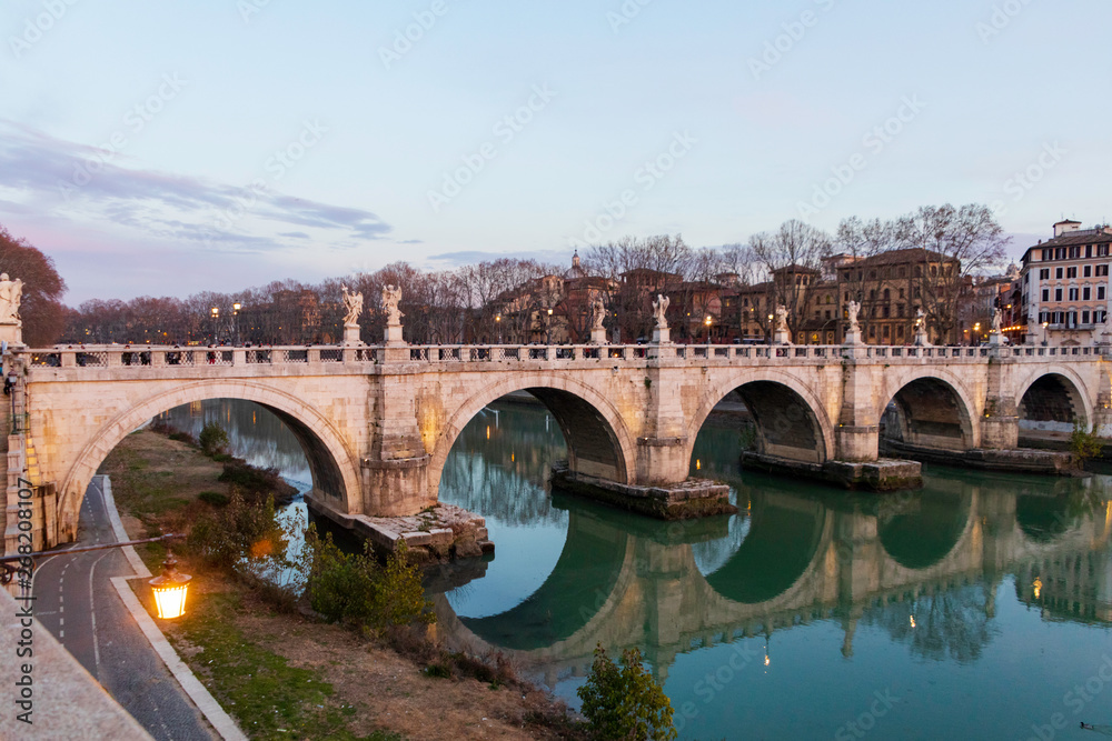 ponte sant'angelo bridge in rome italy