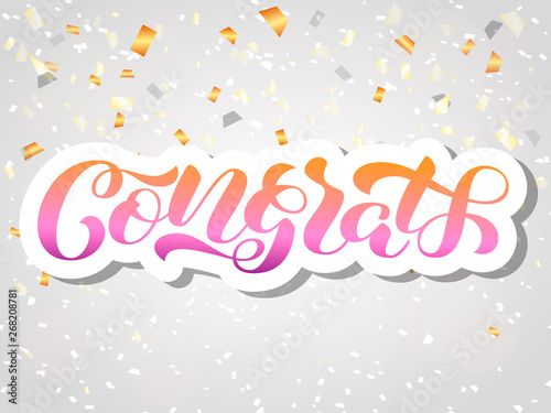 Congrats brush  lettering. Vector illustration for clothes or card