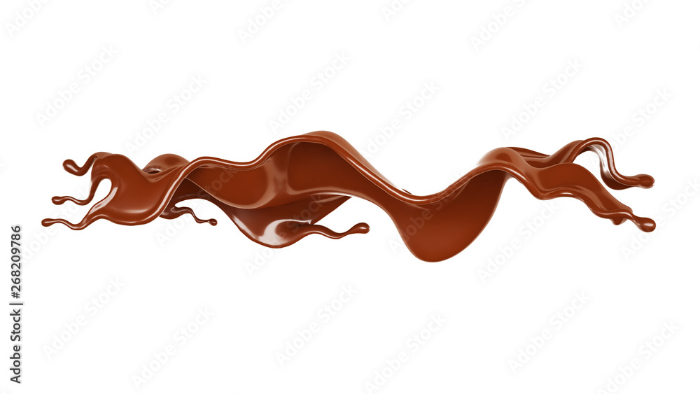 A splash of chocolate. 3d illustration, 3d rendering.