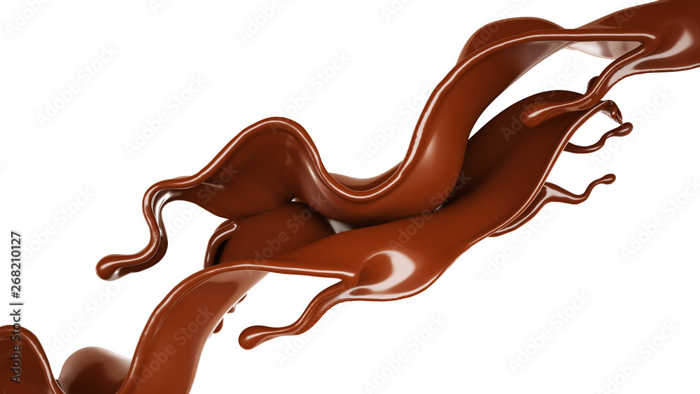 A splash of chocolate. 3d illustration, 3d rendering.
