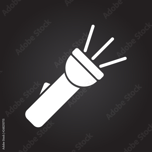Turned on flashlight illustration. Searching vector icon