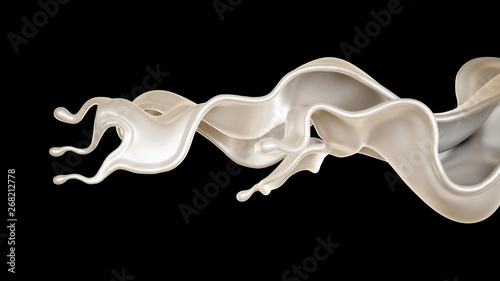 A splash of milk on a black background. 3d illustration, 3d rendering.