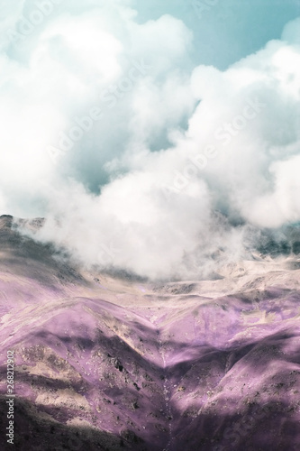 Infrared: Caucasus mountains with clouds
