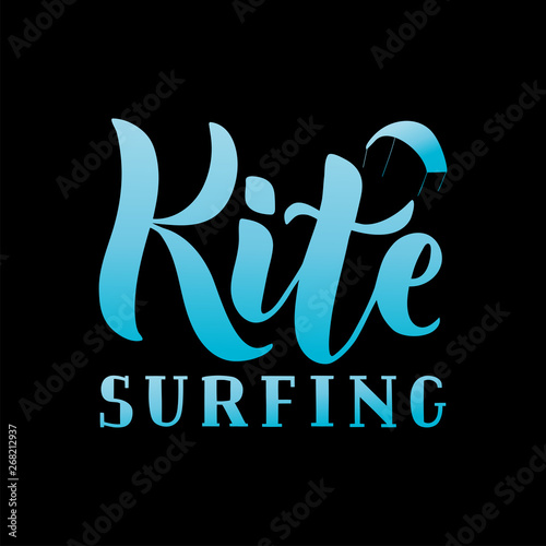 Kitesurfing hand written lettering logo.