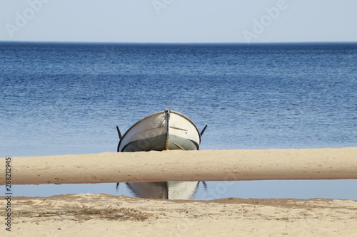 Boat on the beach of Ladoga lake