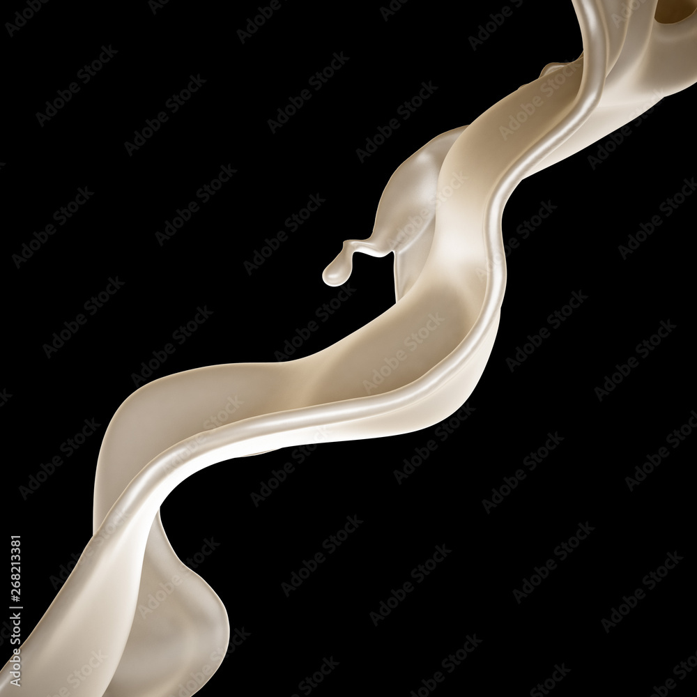 A splash of milk on a black background. 3d illustration, 3d rendering. A splash of milk on a black background. 3d illustration, 3d rendering.