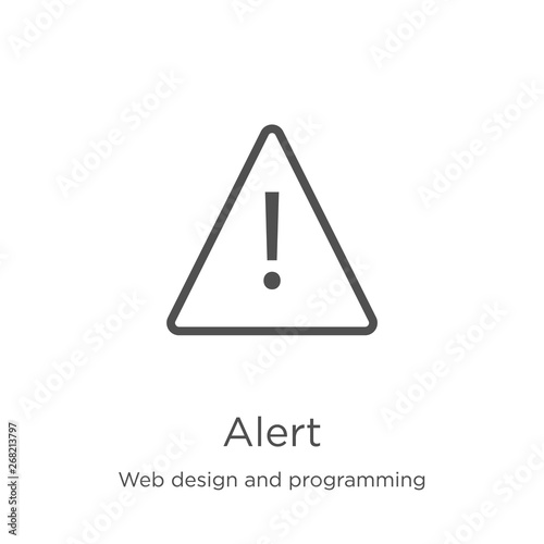 alert icon vector from web design and programming collection. Thin line alert outline icon vector illustration. Outline, thin line alert icon for website design and mobile, app development.
