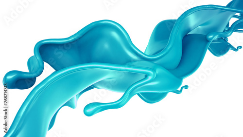 A splash of turquoise paint on a white background. 3d illustration  3d rendering.