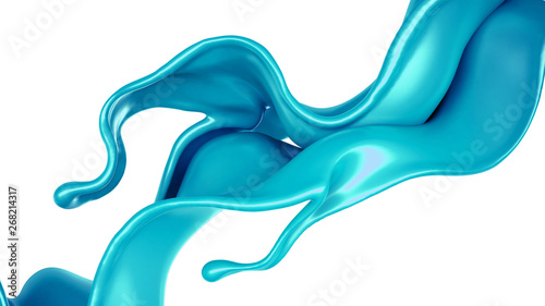 A splash of turquoise paint on a white background. 3d illustration, 3d rendering.