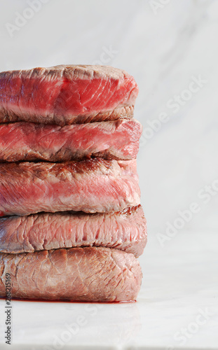 Steak with Various Stages of Doneness
