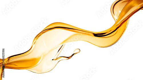 Splash of orange transparent liquid on a white background. 3d illustration, 3d rendering.