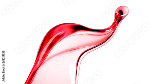 A splash of wine on a white background. 3d illustration  3d rendering.