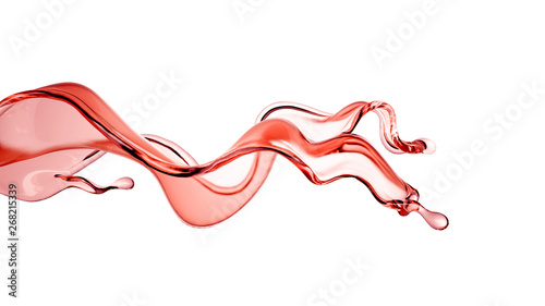 A splash of wine on a white background. 3d illustration, 3d rendering.