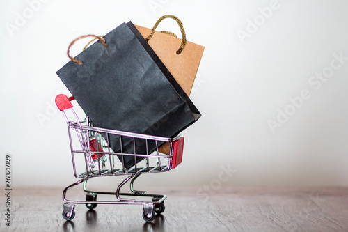Shopping bags in cart