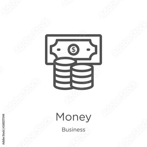 money icon vector from business collection. Thin line money outline icon vector illustration. Outline, thin line money icon for website design and mobile, app development.