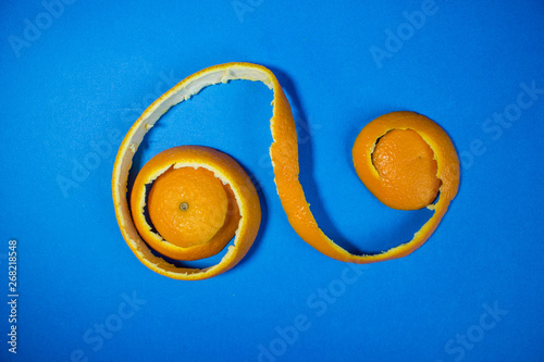 orange peel on a blue background