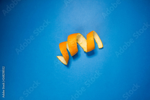 orange peel on a blue background