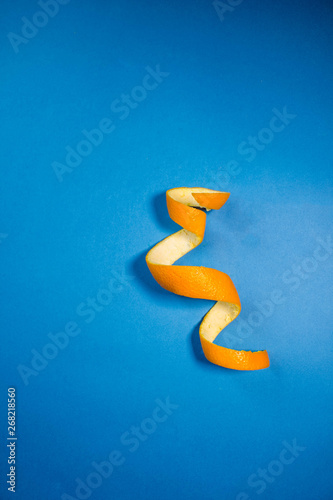 orange peel on a blue background
