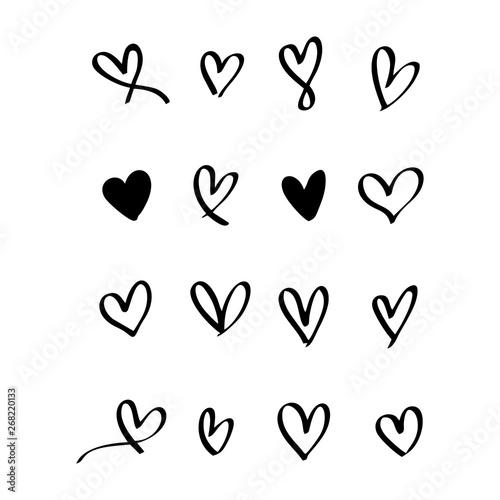 Collection of illustrated heart icons
