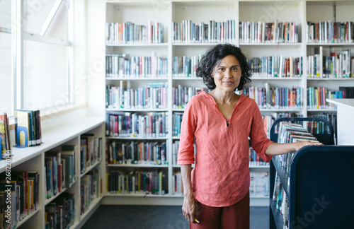 Librarian portrait in highschool library photo