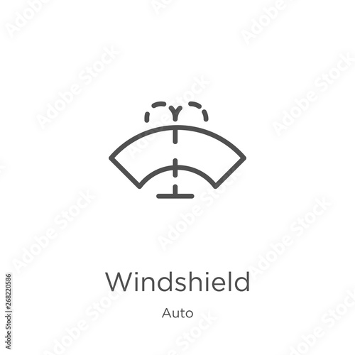 windshield icon vector from auto collection. Thin line windshield outline icon vector illustration. Outline, thin line windshield icon for website design and mobile, app development.