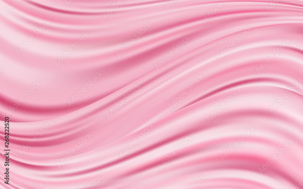 Obraz premium Vector realistic drapery of red fabric. Decorative background of rose silk.