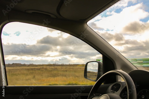 View through the moving car windscreen. © pictures_for_you
