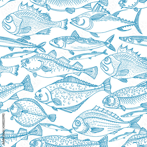 Marine vector background of nature sea fish