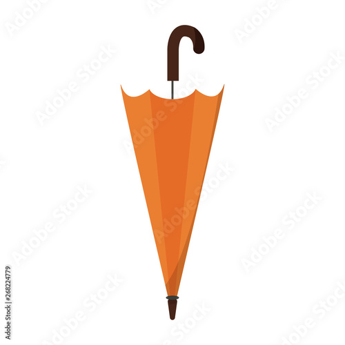 Vector stylized closed, folded umbrella icon. Flat design cartoon style illustration isolated on white background.