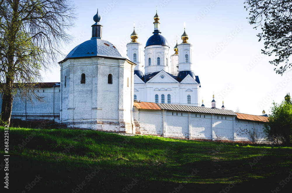 Svensky Holy Assumption Monastery near Bryansk. Landscape of the monastery in spring