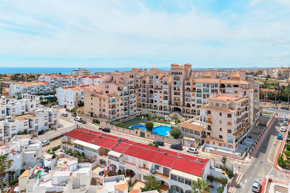 Torrevieja resort city architecture, aerial view, Spain