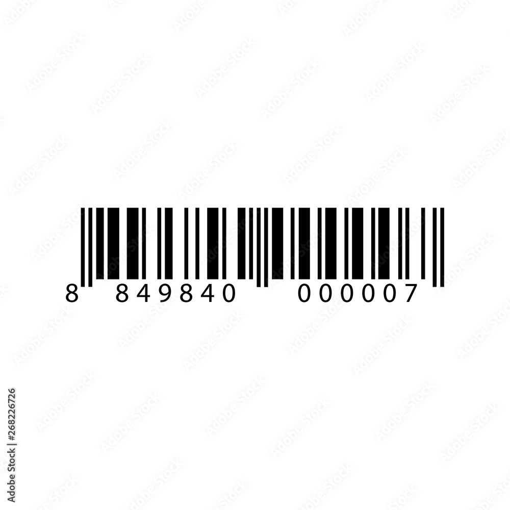 Realistic Barcode. Bar code sale data symbol. Shop sticker. Sell scaner emblem. Supermarket identification price illustration.