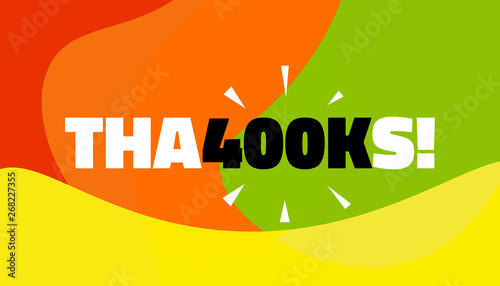 Social media banner with thanks 400K followers achievement. Thank you for 400000 thousand subscribers decoration post template. Greeting card for social networks. Vector illustration