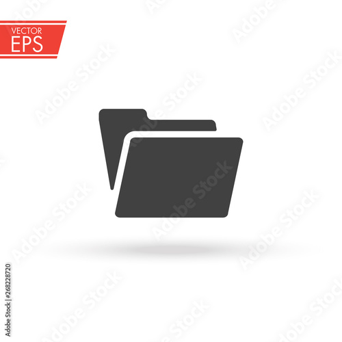Folder file icon. Document sign. Archive symbol. Paper data illustration. Computer directory pictogram. Office information sticker. Open storage element. Internet interface object.