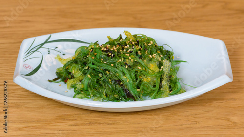 Gomawakame seaweed marinated in soya vinegar seasoned with sesame