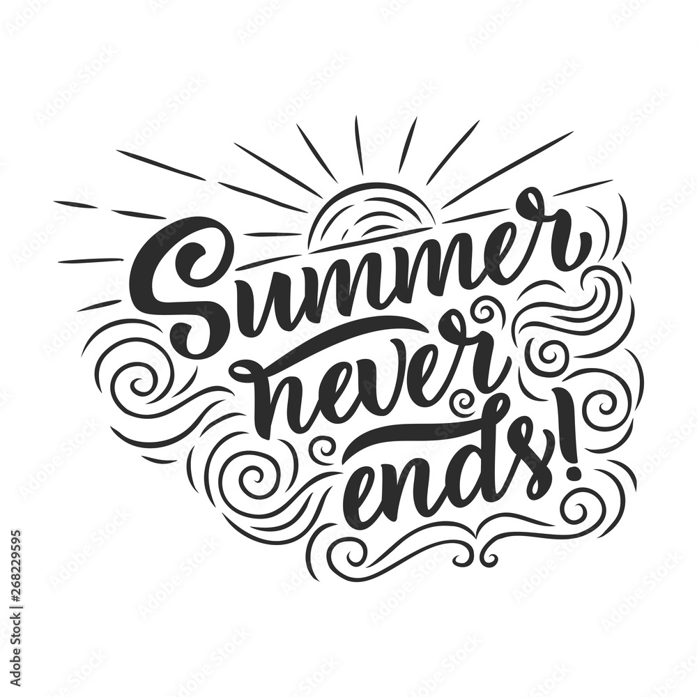 Obraz premium hand drawn lettering about Summer. Isolated calligraphy for travel agency, beach party. Great design for postcard, print or poster.