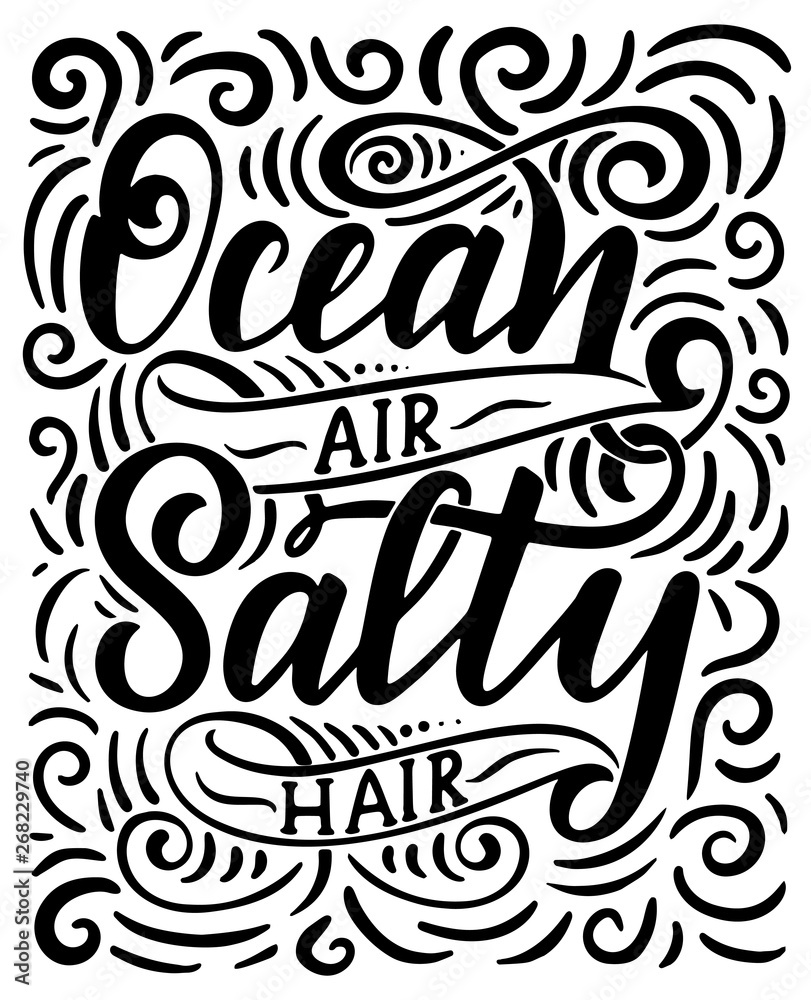 Surf lettering quote for posters, prints, cards. Surfing related textile design. Vintage illustration.