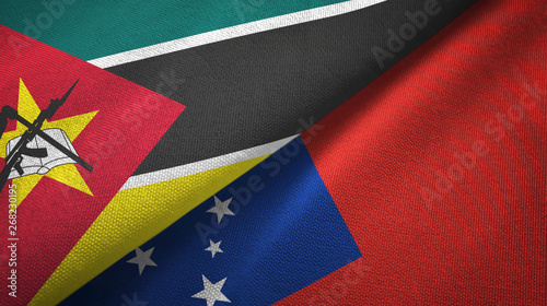 Mozambique and Samoa two flags textile cloth, fabric texture