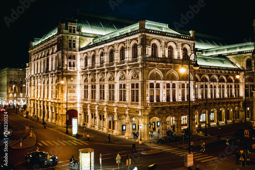  glowing opera house in the evening