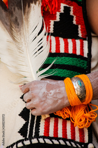Hopi girl with feather
