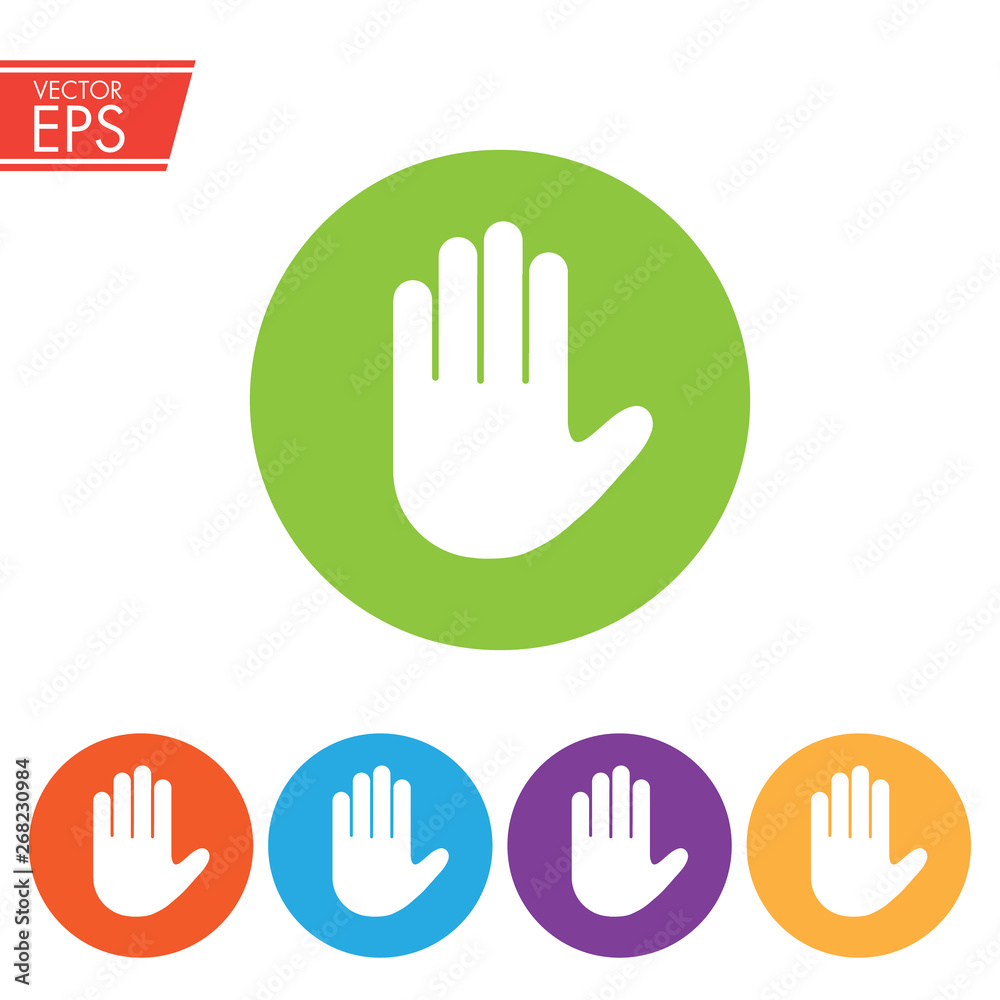 Stop sign push hand. Do not enter stop symbol with hand. Silhouette of human open palm. Hand gesture . Stop symbol for your web site design, logo, app, UI. Vector illustration, EPS10.