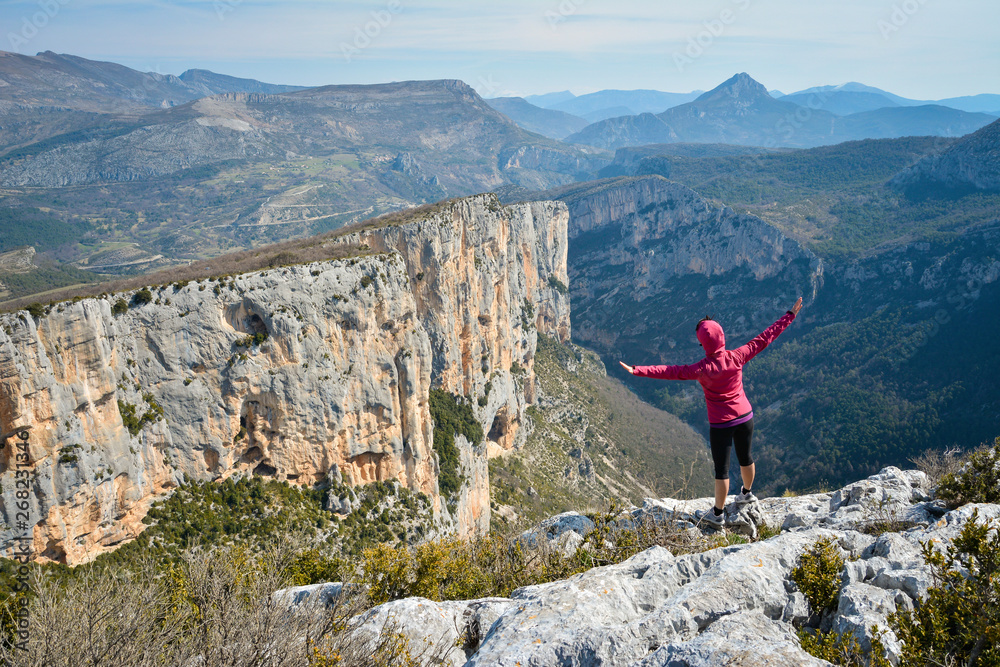 girl flying on the mountains,  Gorges du Verdon,  Provence, France