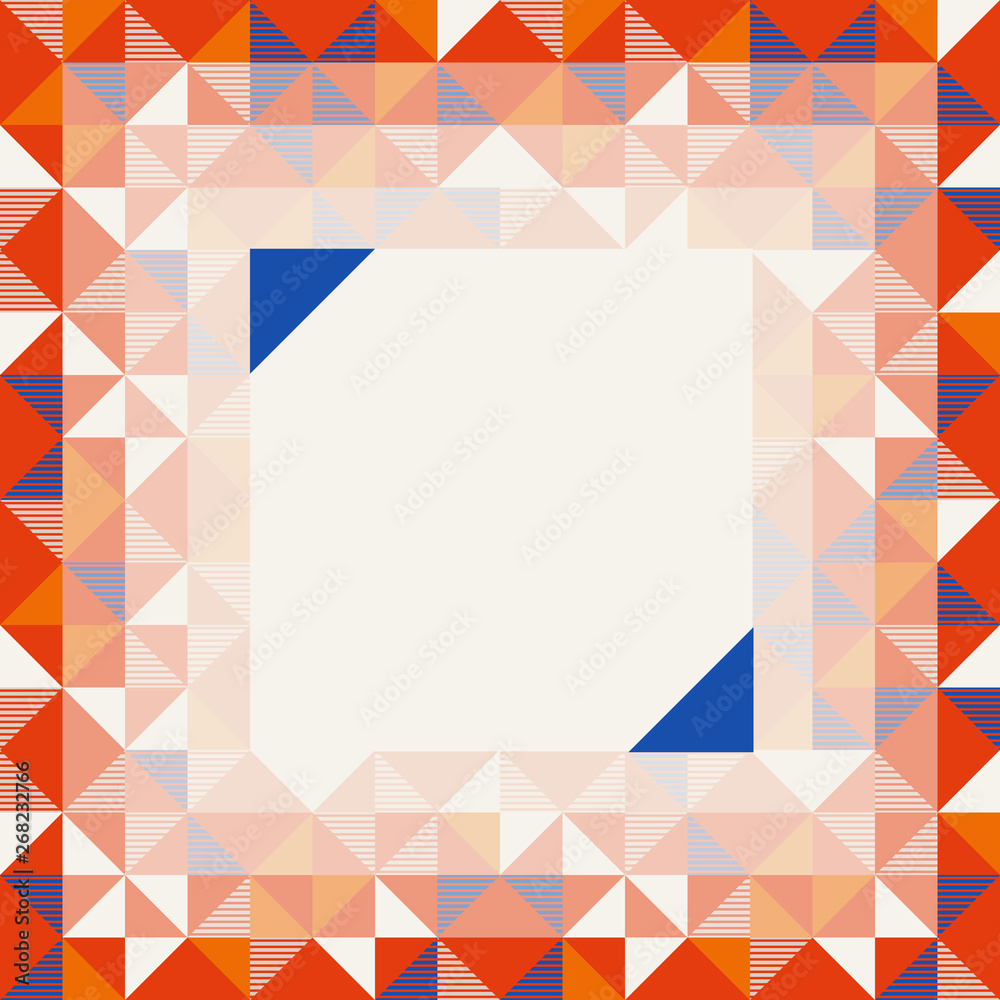 Square frame in red and blue colors, abstract geometric background pattern Square frame in red and blue colors, abstract geometric background pattern