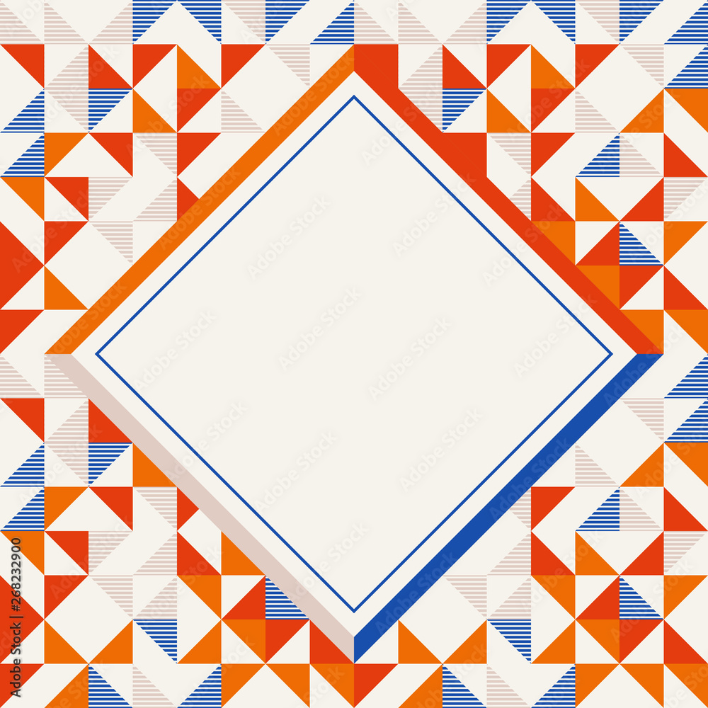 Square frame in red and blue colors, abstract geometric background pattern Square frame in red and blue colors, abstract geometric background pattern