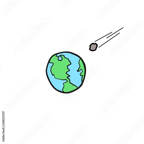 Meteorite falling in the earth