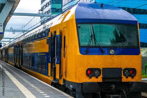 Dutch train arriving in Arnhem
